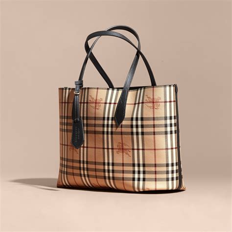 burberry medium reversible leather & haymarket check tote|Burberry Medium Leather TB Bag .